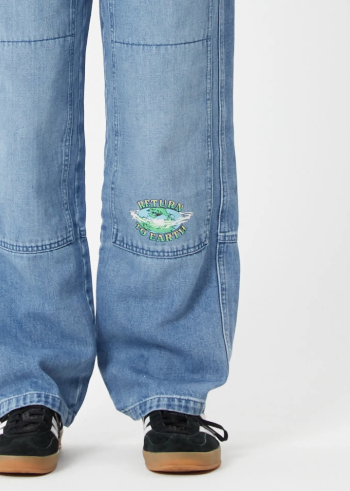 AFENDS Unisex House Of Darwin Moss - Unisex Denim Carpenter Jeans - Worn Blue
