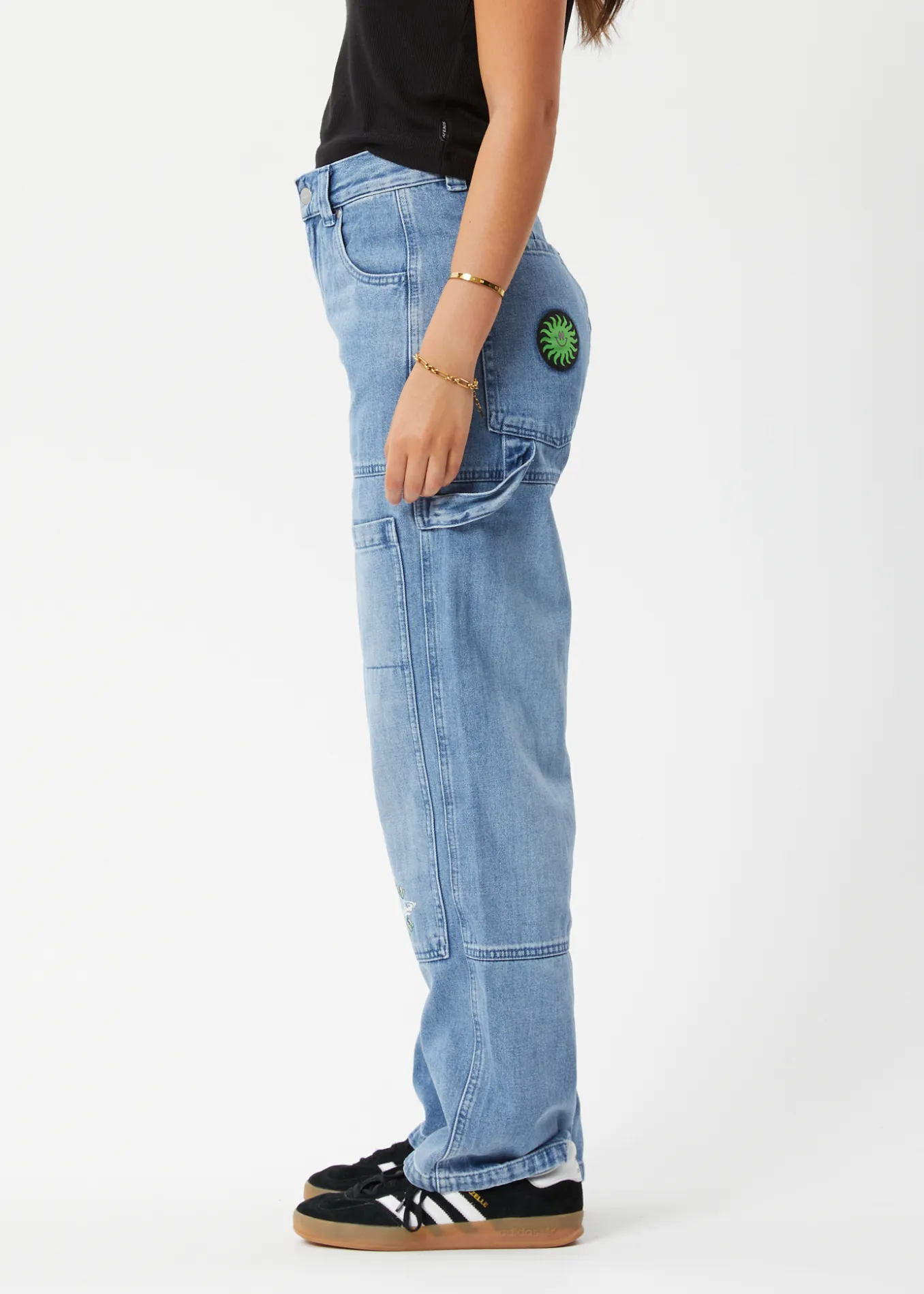 AFENDS Unisex House Of Darwin Moss - Unisex Denim Carpenter Jeans - Worn Blue