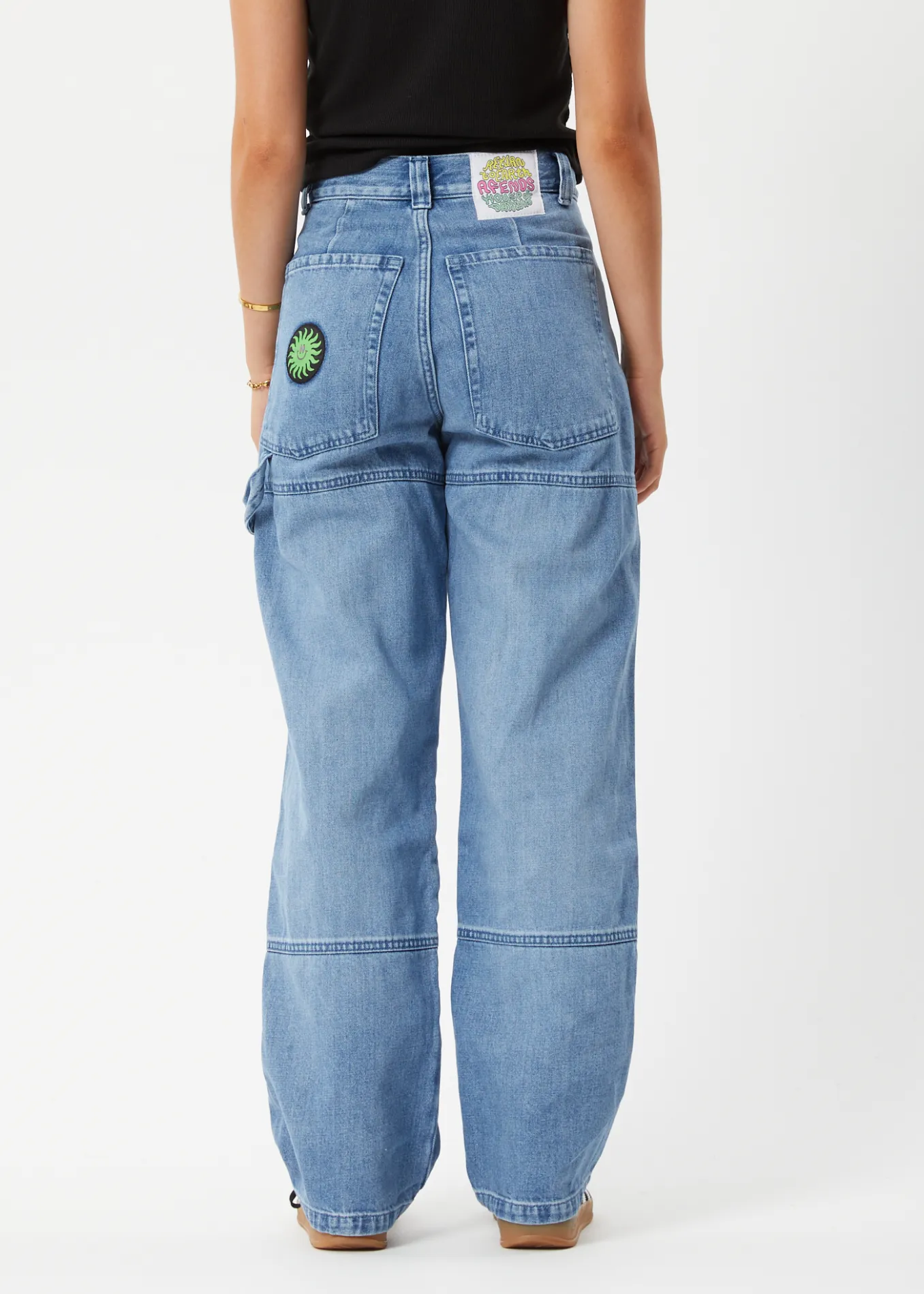 AFENDS Unisex House Of Darwin Moss - Unisex Denim Carpenter Jeans - Worn Blue