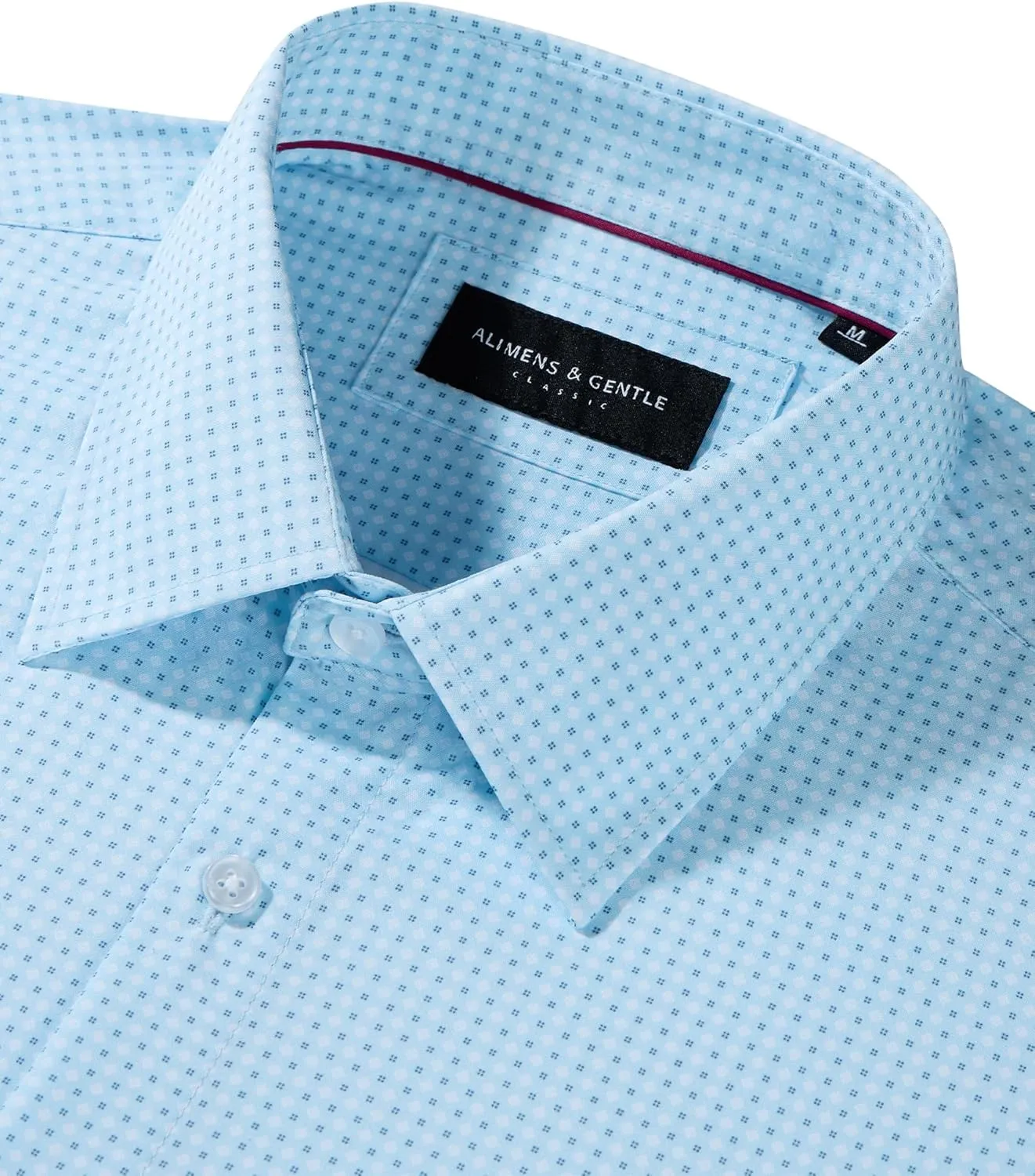 Alimens & Gentle Mens Dress Shirts Printed Button Down Shirt Long Sleeve Regular Fit Inner Collar Contrast Shirt Business