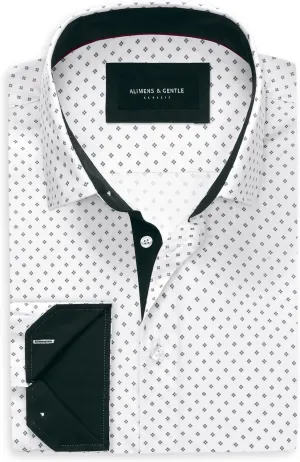 Alimens & Gentle Mens Dress Shirts Printed Button Down Shirt Long Sleeve Regular Fit Inner Collar Contrast Shirt Business