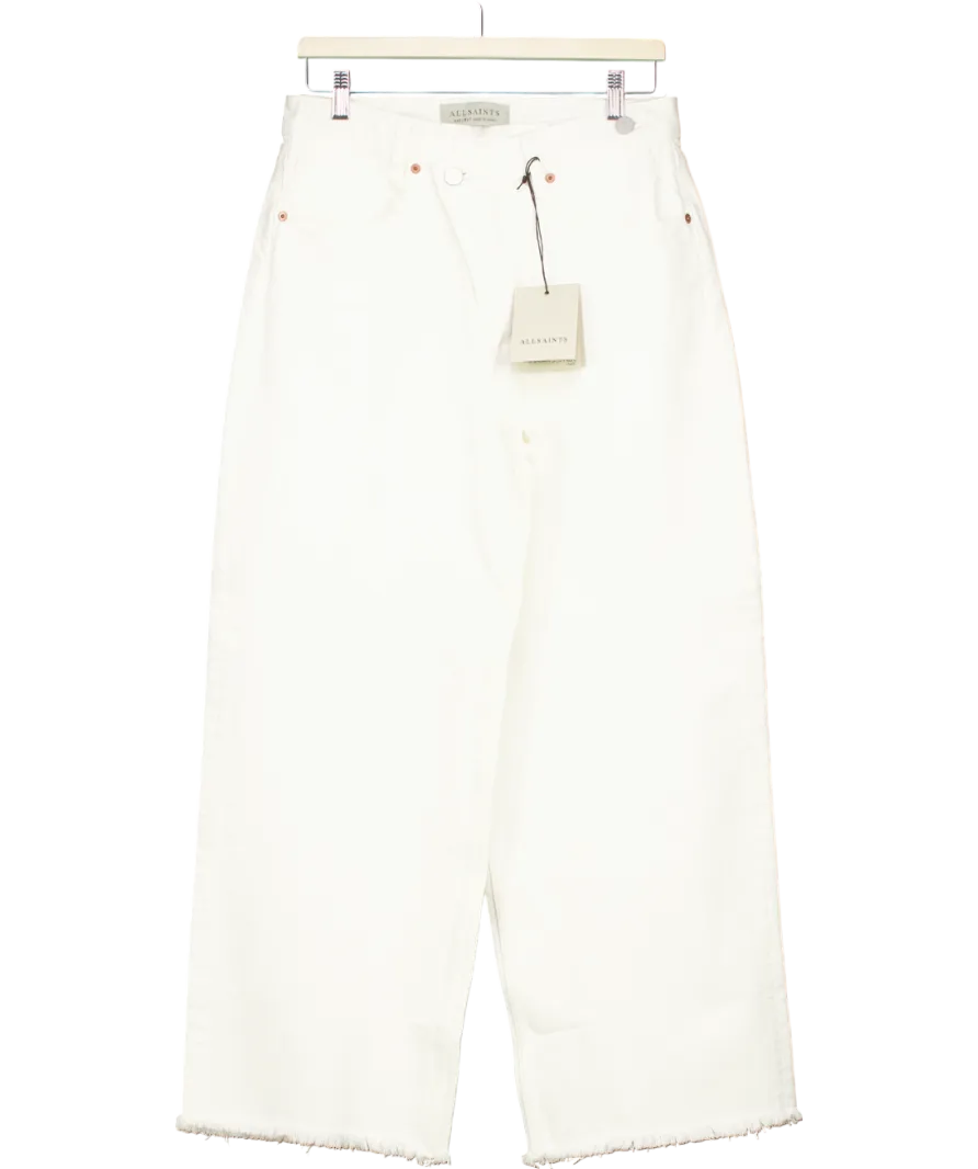 All Saints White Aki Crossover Wide Leg Denim Jeans W27