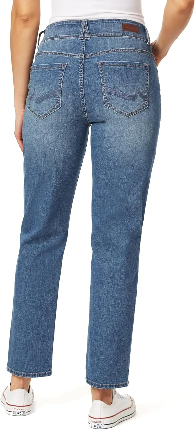 Angels Forever Young Women's Curvy Straight Mid-Rise Jeans