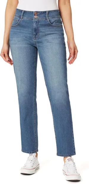 Angels Forever Young Women's Curvy Straight Mid-Rise Jeans