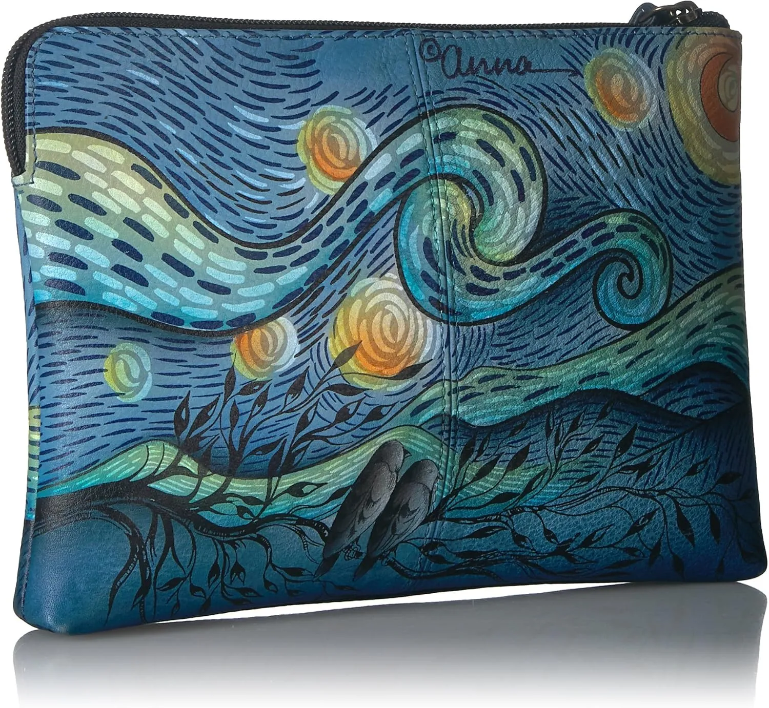 Anna by Anuschka Women's Hand Painted Genuine Leather Wristlet Clutch
