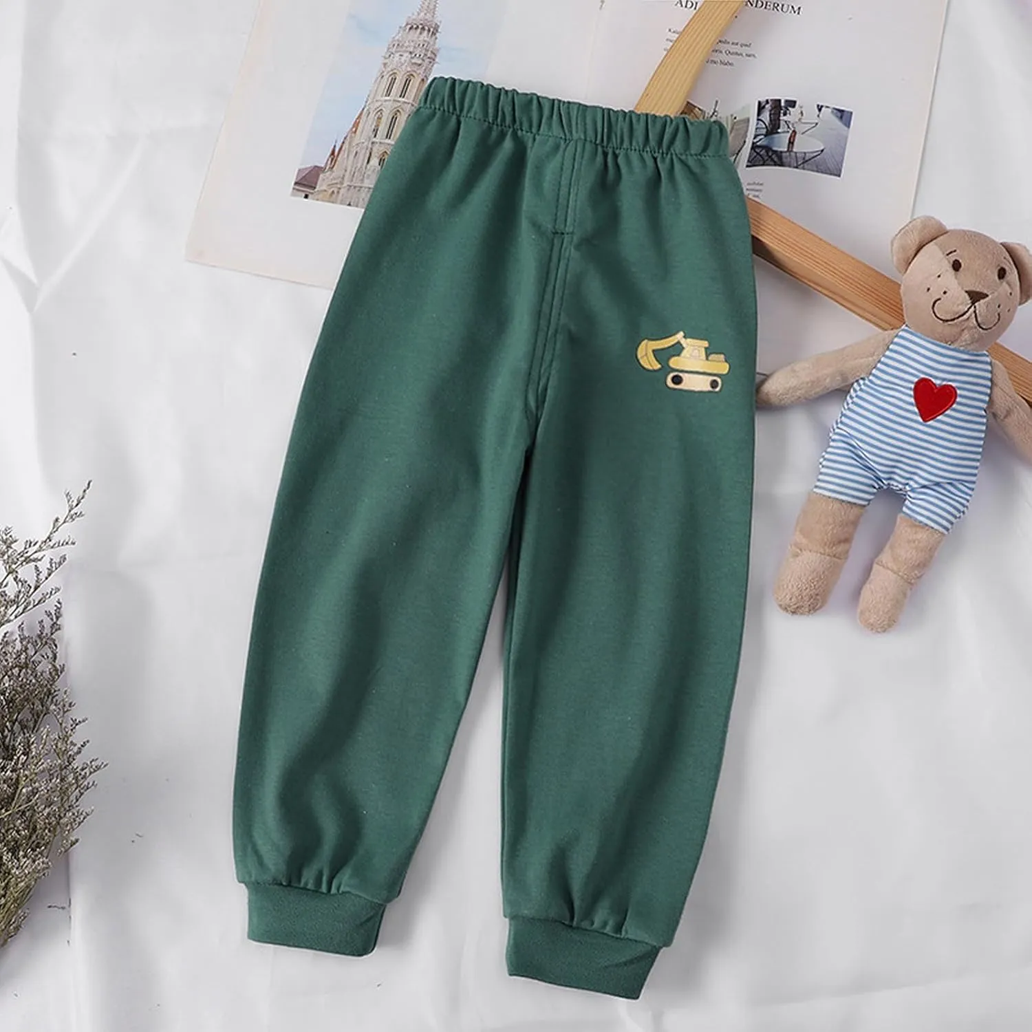 Baby Boy's Pull on Jogger Toddler Sweatpants Cotton Kids Cute artoon Elastic Waist Sports Pants Unisex Kids