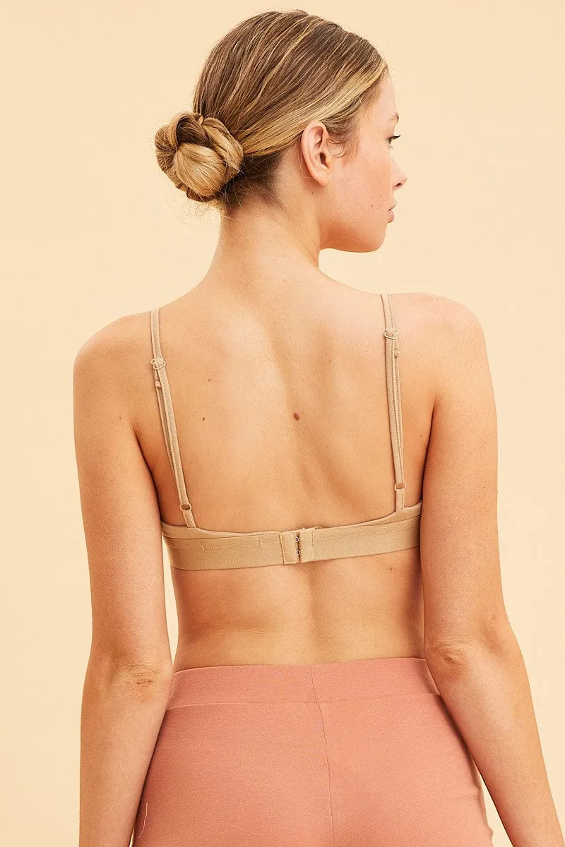 Beige Triangle Bralette Cotton Stretch