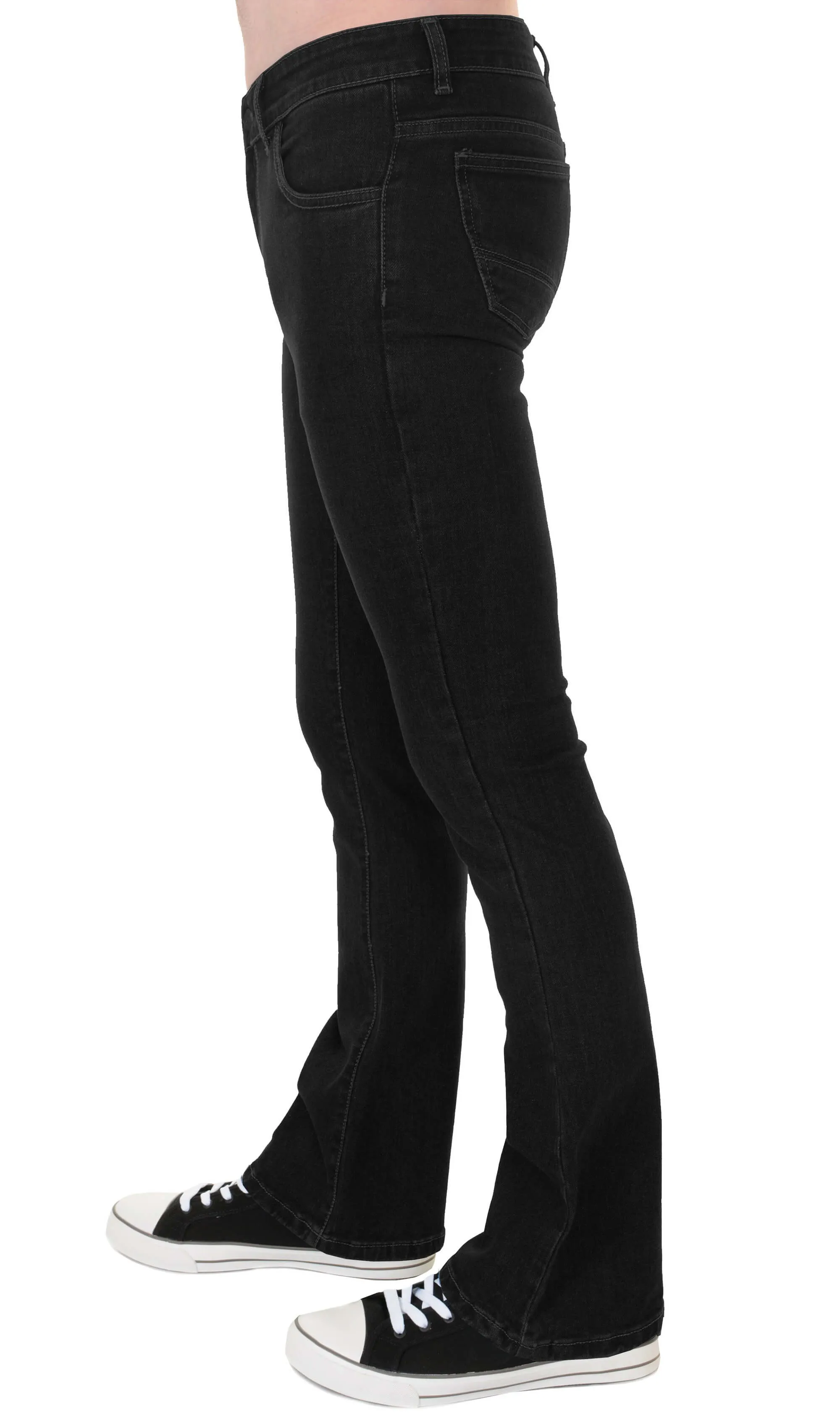 Black Stretch Denim Slim Bootcut Jeans