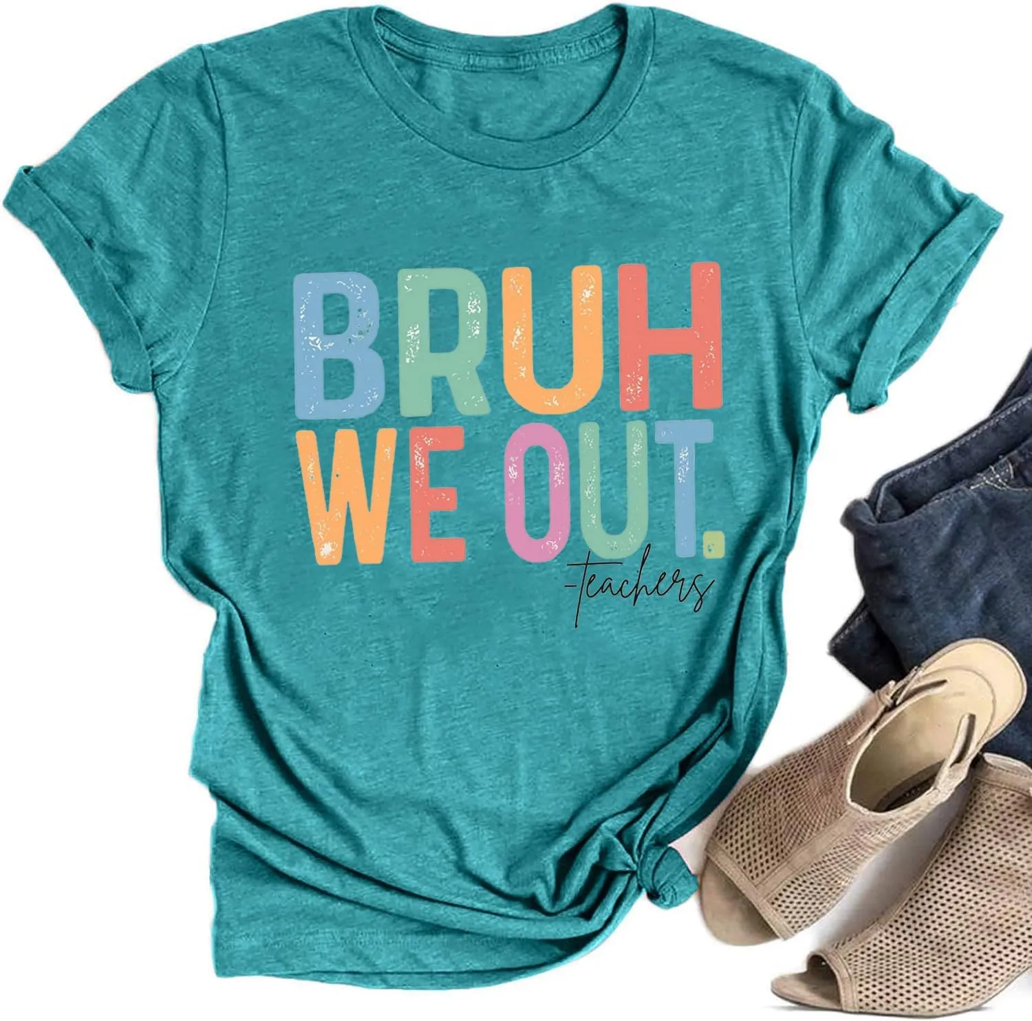 Bruh We Out Teachers Shirts Last Day of School Shirt for Teacher Teacher Appreciation Funny Tops.