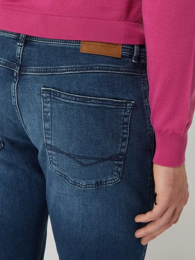Christian Berg Straight Fit Jeans with Signature Details, Blue