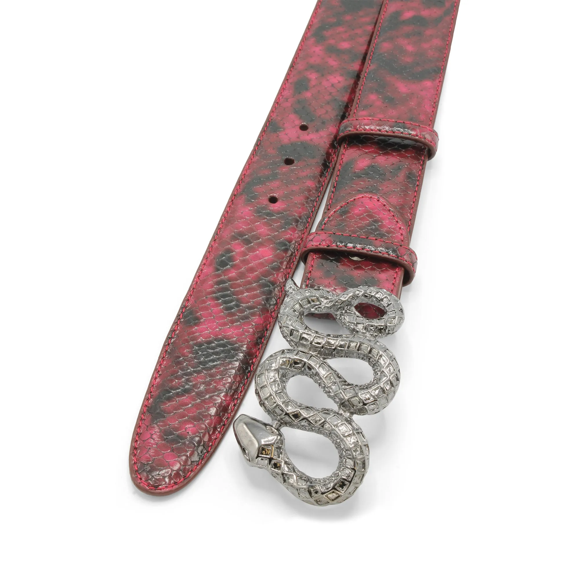 Deep Pink Viper Effect Swirling Snake Belt