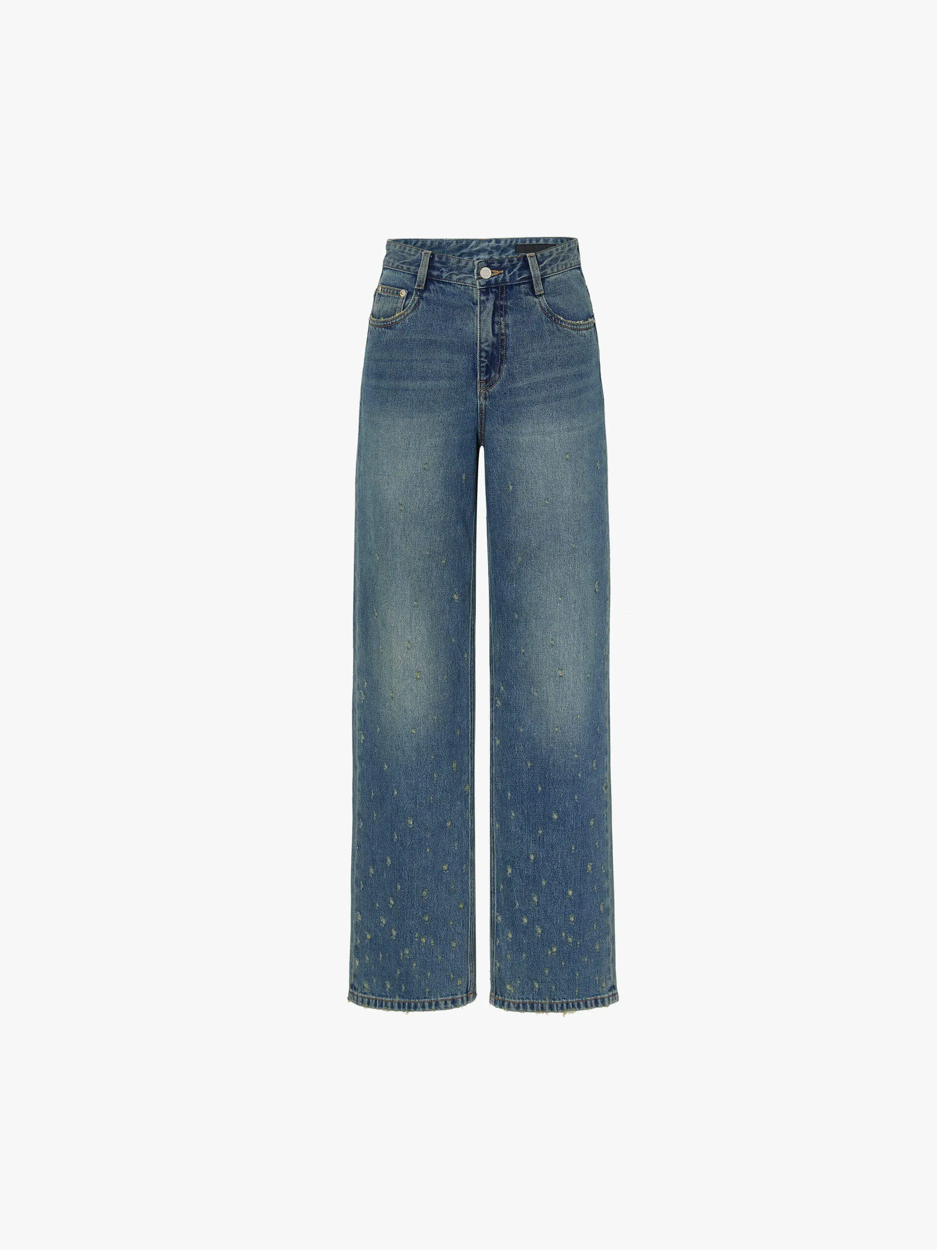 Distressed Detail Straight Jeans