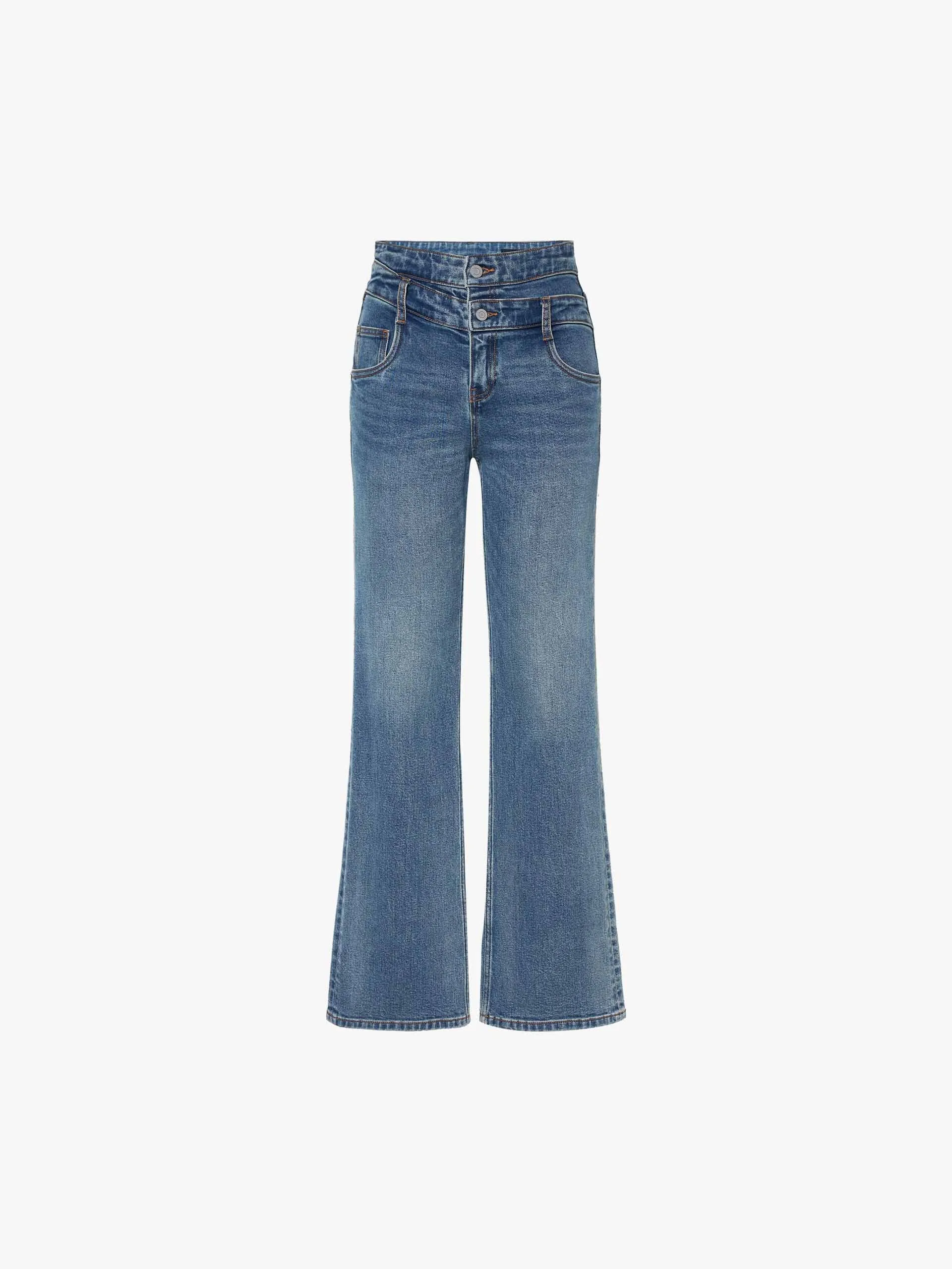 Double Waist Straight Jeans
