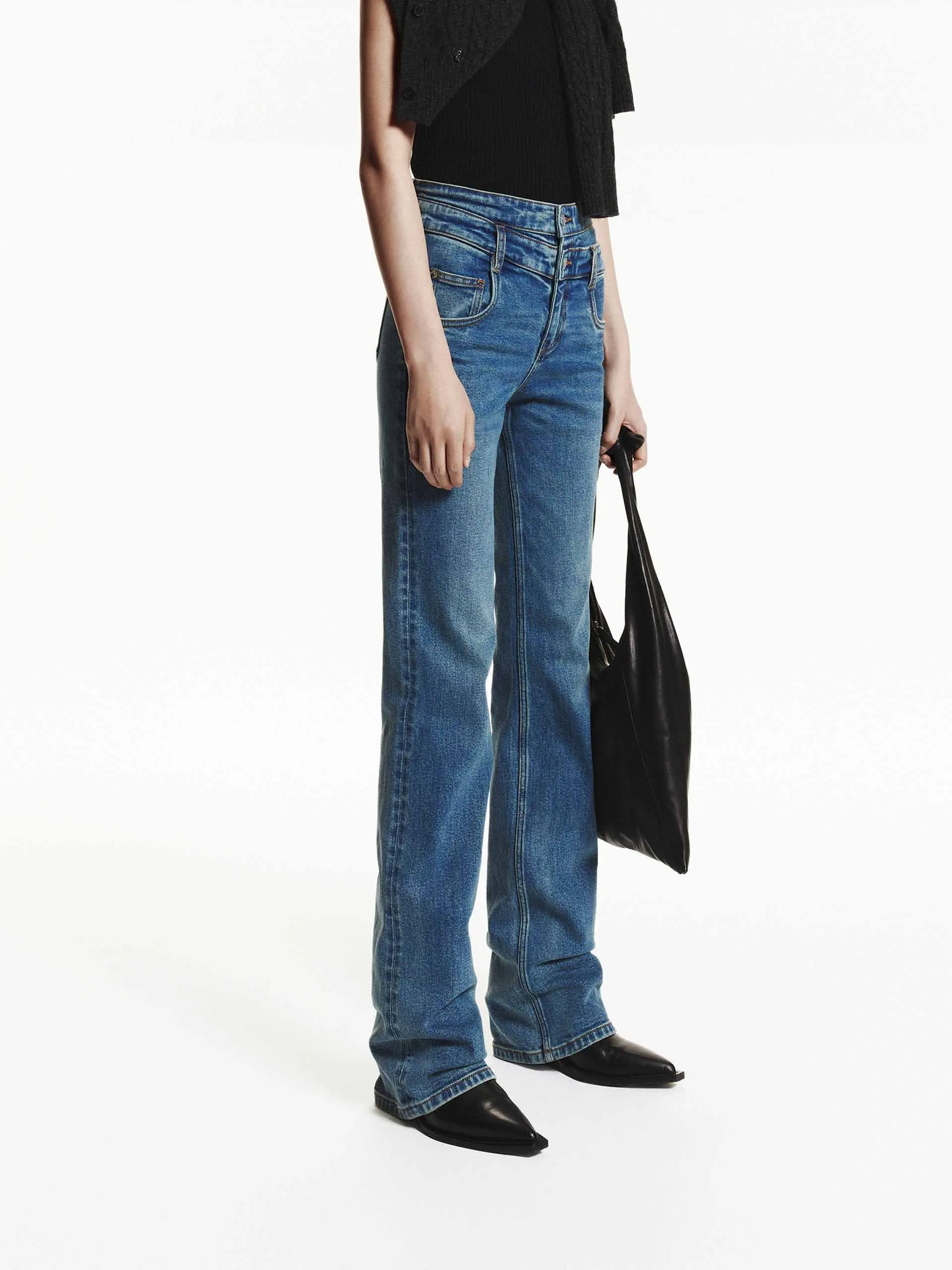 Double Waist Straight Jeans