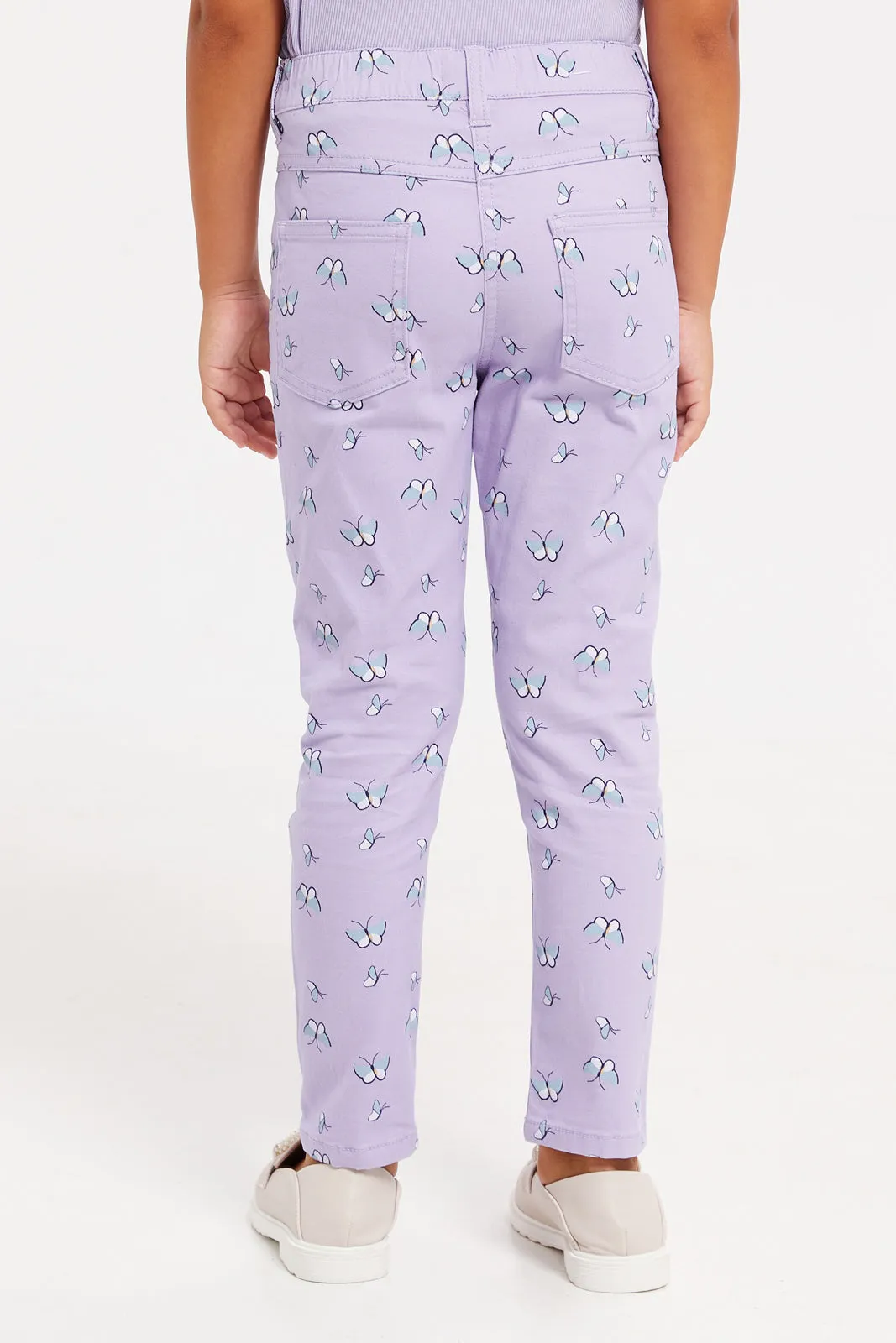 Girls Lilac Printed Jeggings