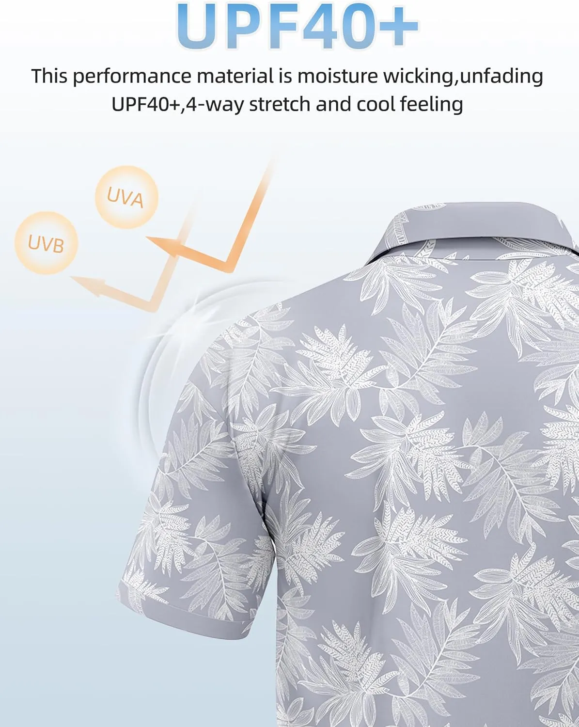 Golf Shirts for Men Printed Performance Moisture Wicking Short Sleeve Dry Fit Polo Shirts