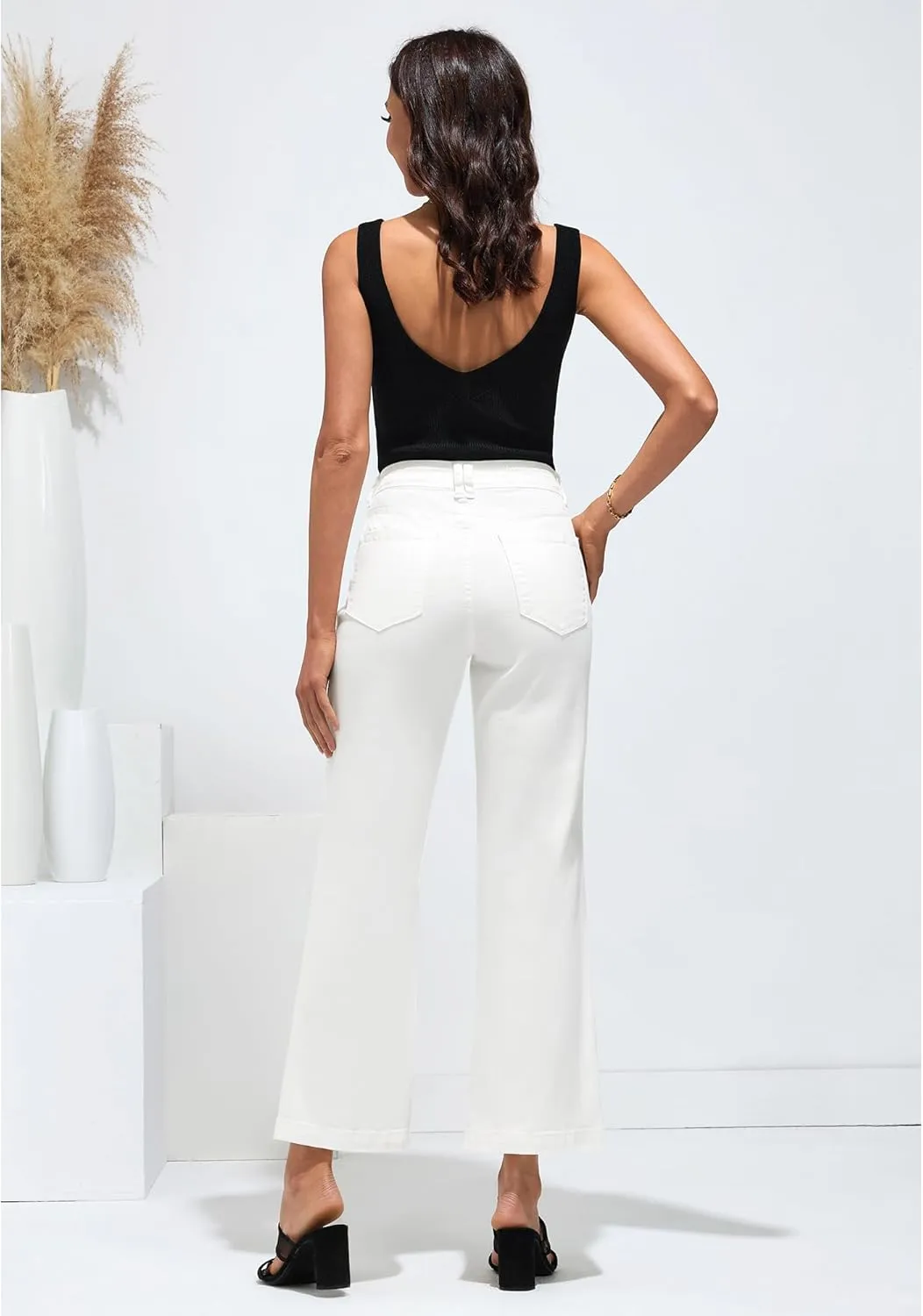 GRAPENT Womens Flare Jeans High Waisted Wide Leg Baggy Jean for Women Stretch Denim Pants