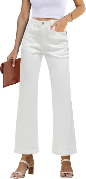 GRAPENT Womens Flare Jeans High Waisted Wide Leg Baggy Jean for Women Stretch Denim Pants