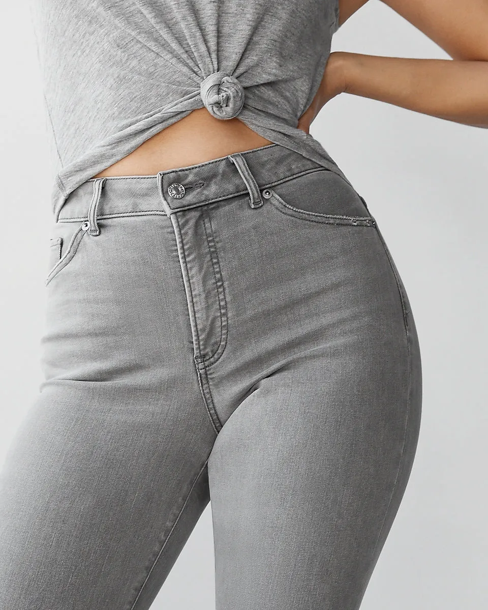 High Waisted Gray Curvy Bootcut Jeans in Gray