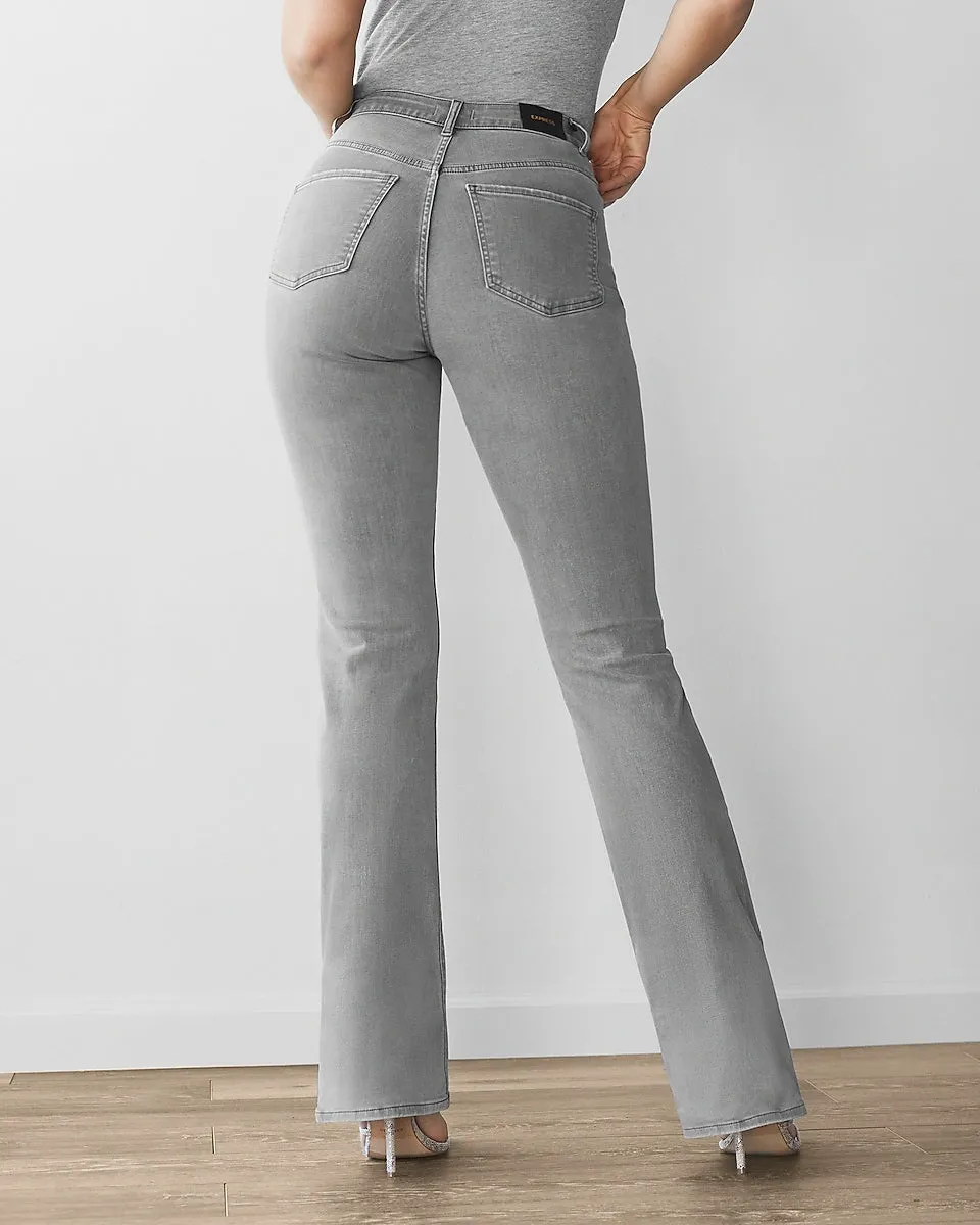 High Waisted Gray Curvy Bootcut Jeans in Gray