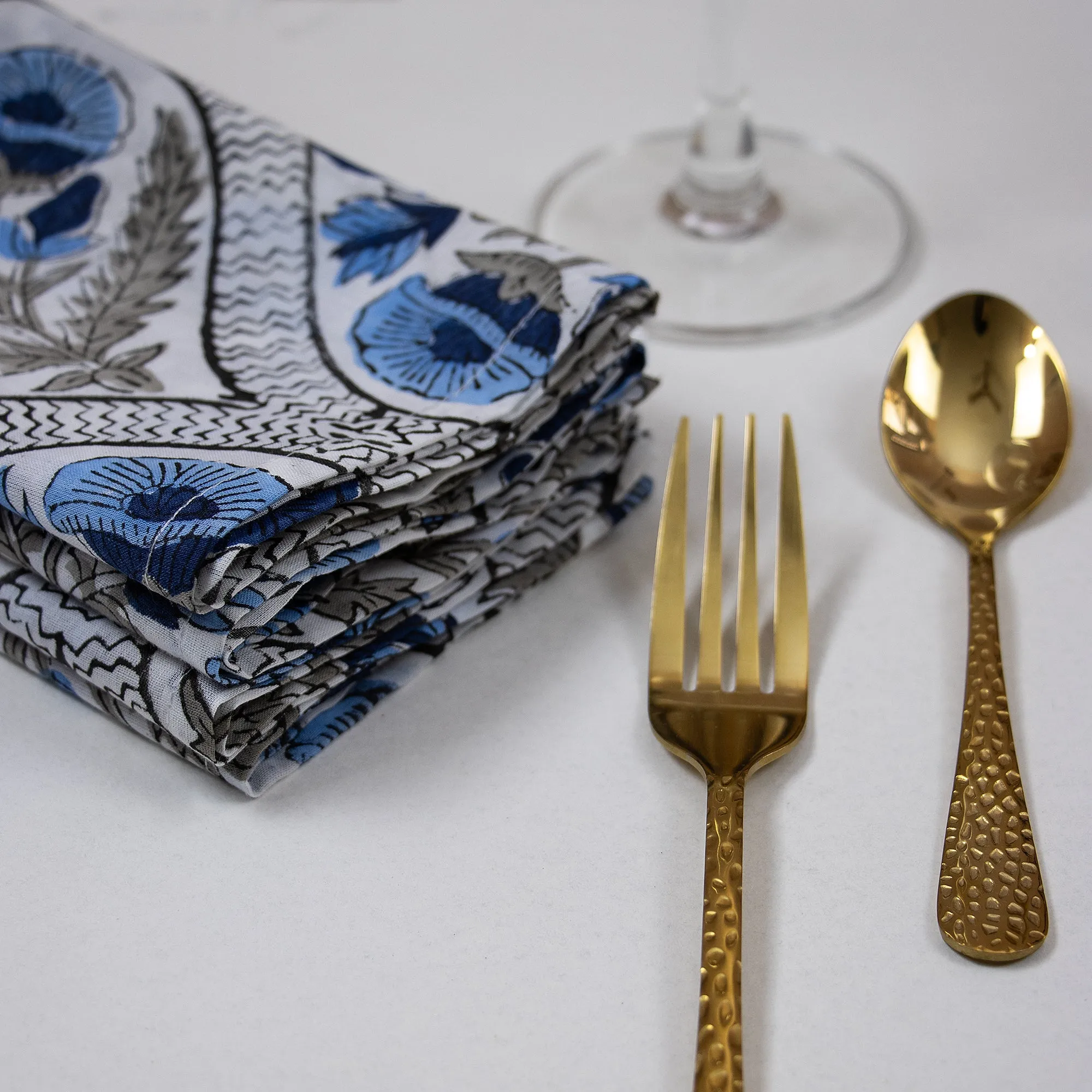 Indian Handmade Floral Printed Cotton Napkins