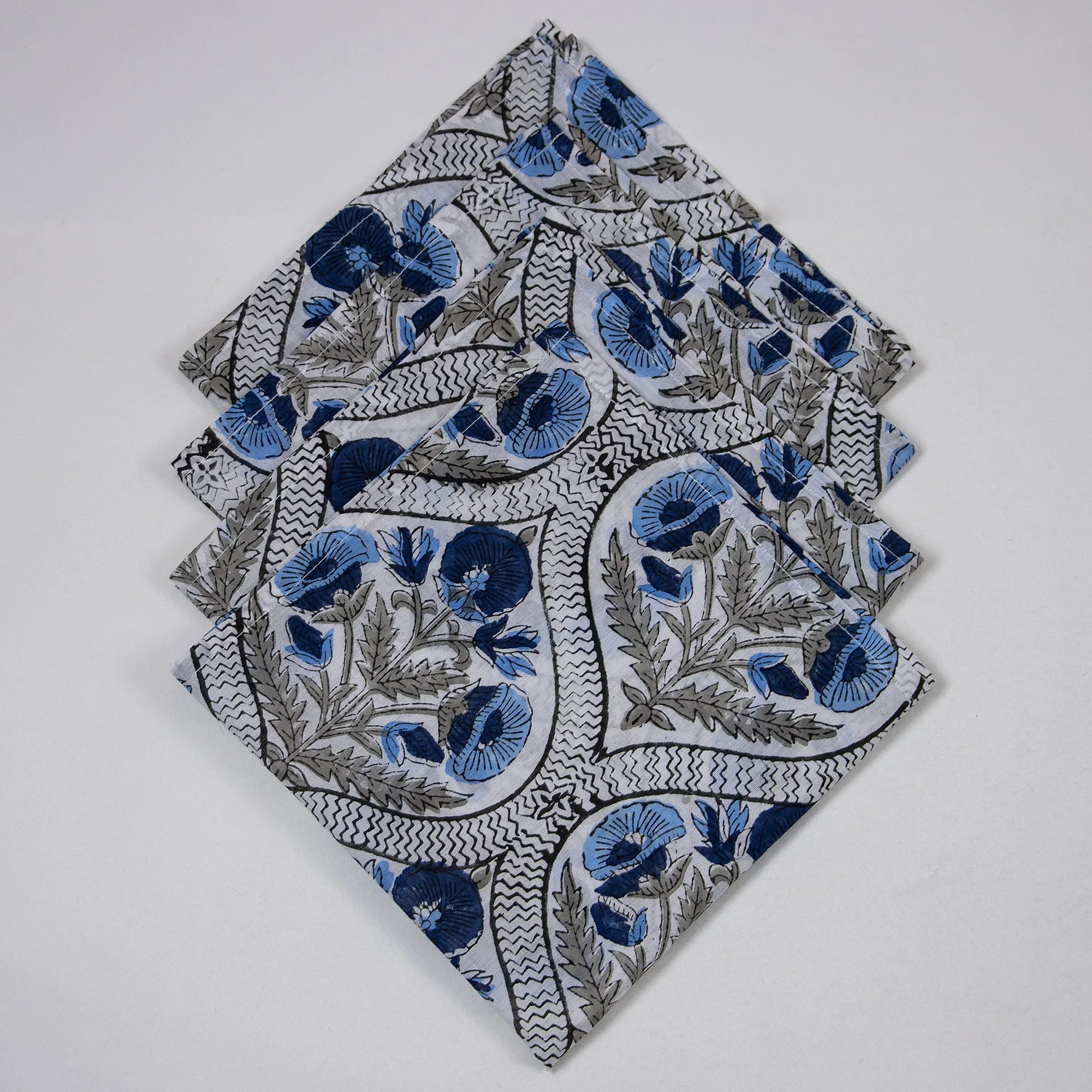 Indian Handmade Floral Printed Cotton Napkins