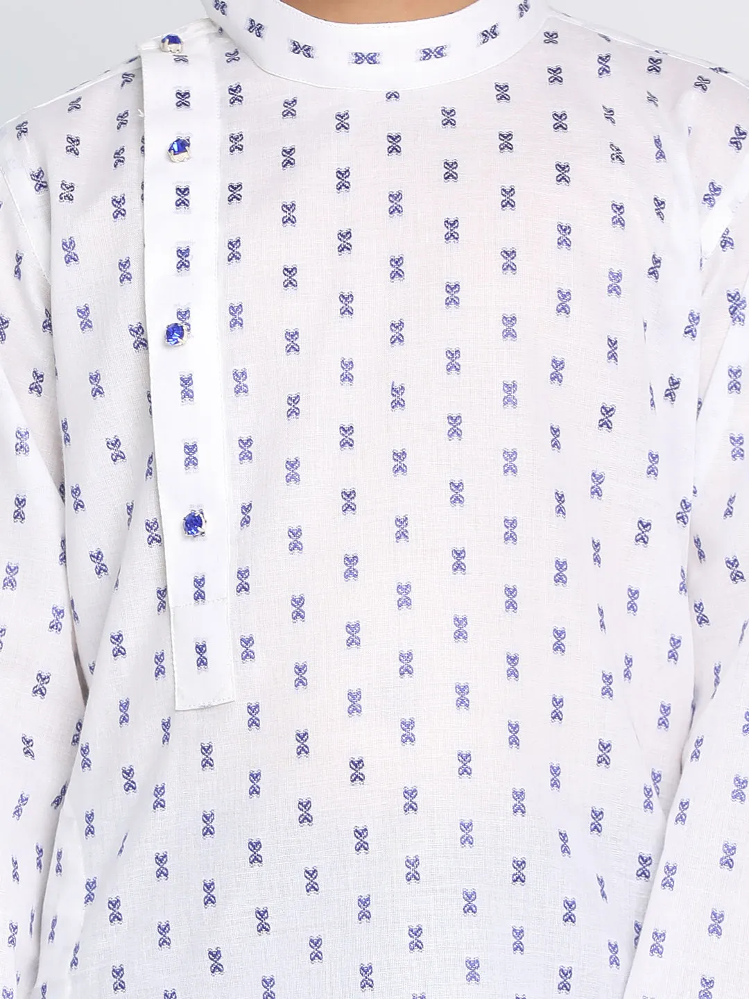 Jashvi Boys' White Woven Kurta
