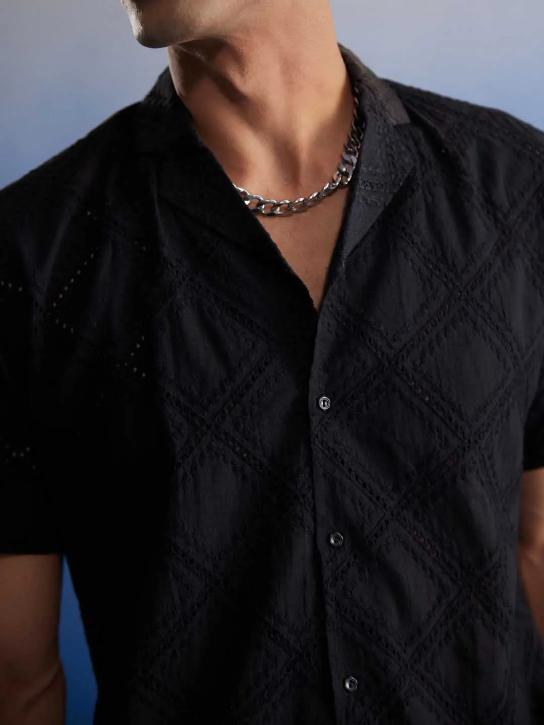Jashvi Men's Black Hakooba Shirt