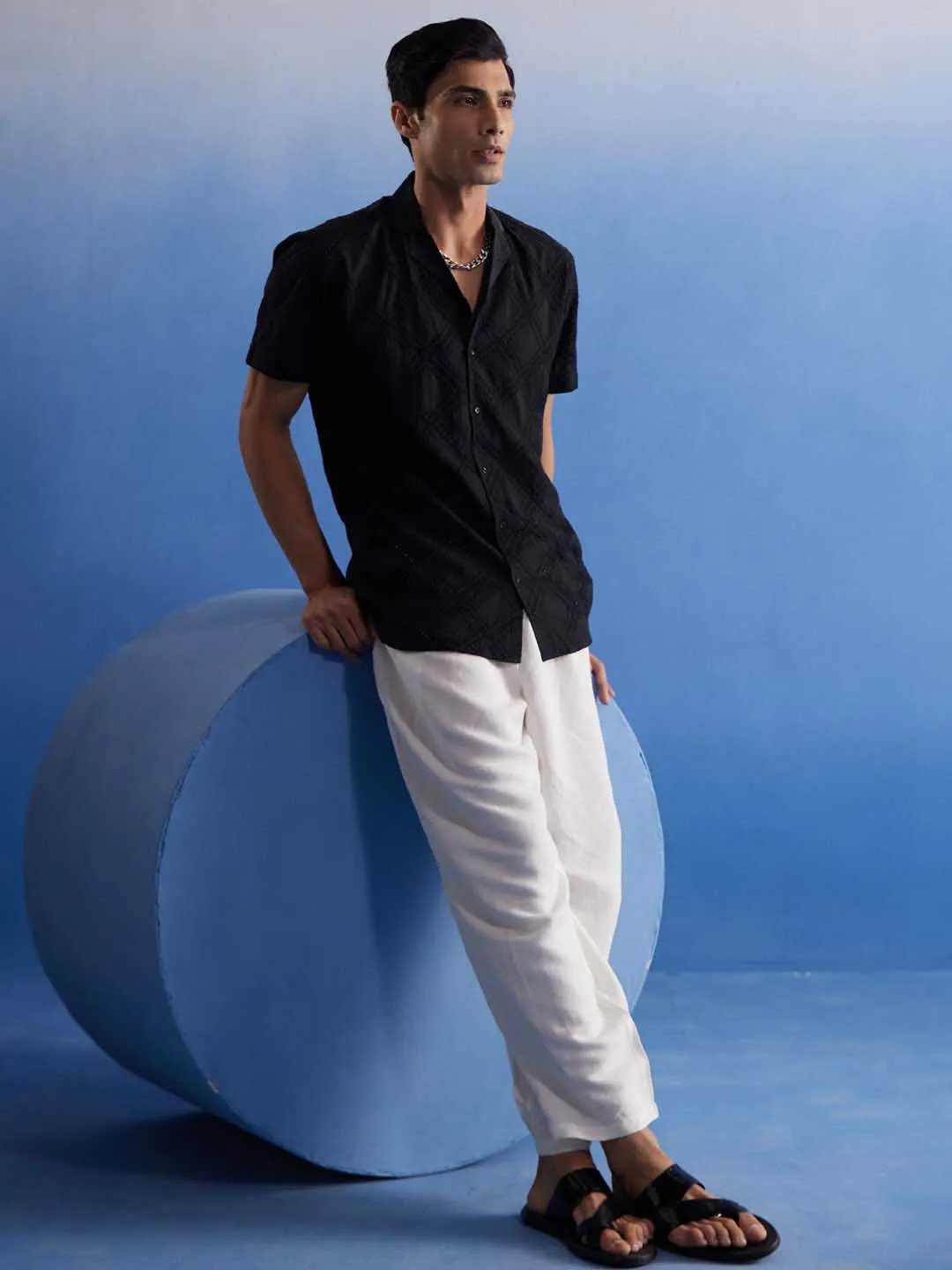 Jashvi Men's Black Hakooba Shirt