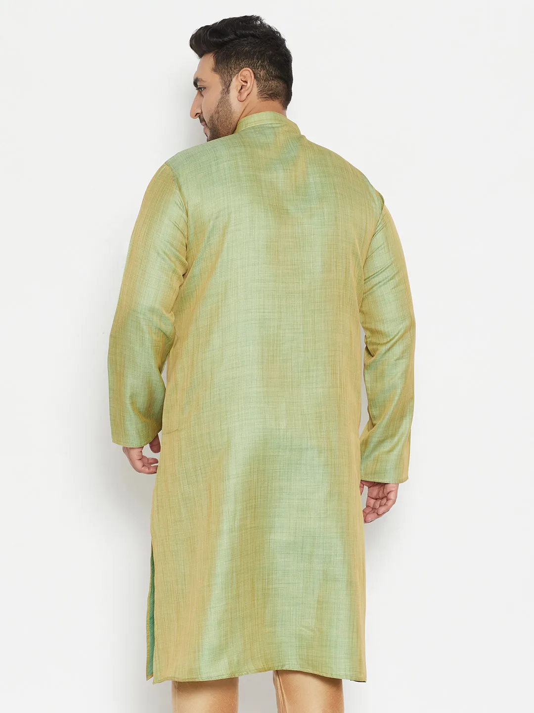 Jashvi Men's Plus Size Mint Green Viscose Blend Kurta