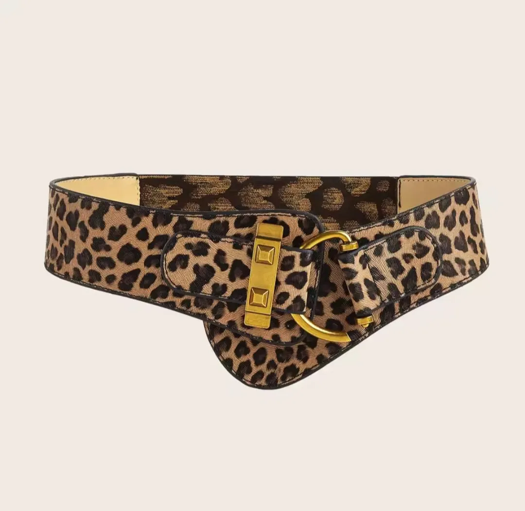 Leopard Button Up Waist Belt