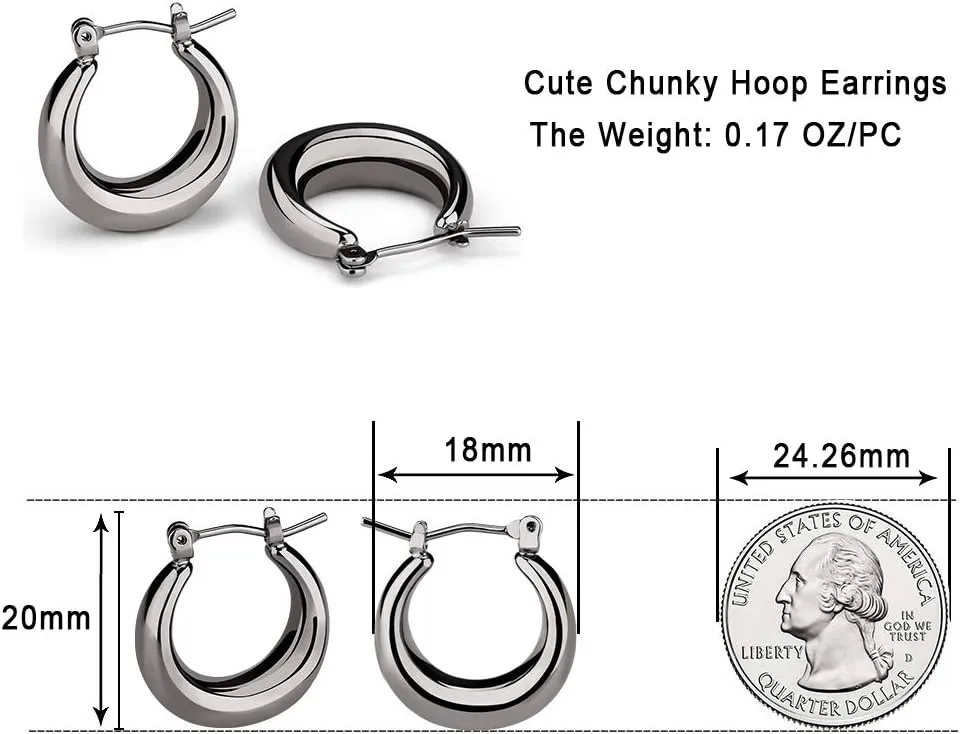LILIE&WHITE Chunky Gold Hoop Earrings for Women Cute Fashion Hypoallergenic earrings Minimalist Jewelry Gift