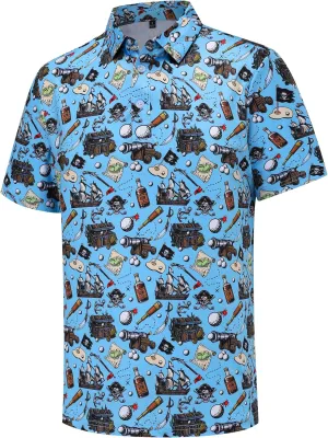 Mens Golf Polo Shirts Short Sleeve Dry Fit Performance Moisture Wicking Casual Funny Golf Polo Shirts for Men