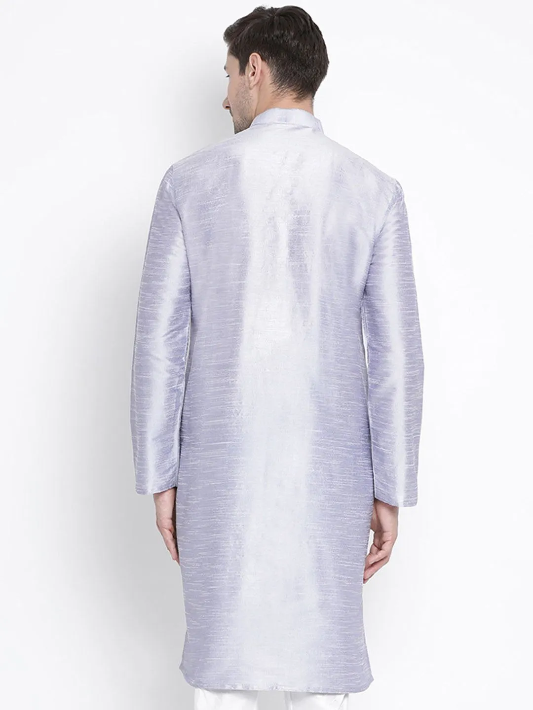 Men's Light Blue Cotton Silk Blend Kurta - Vastramay