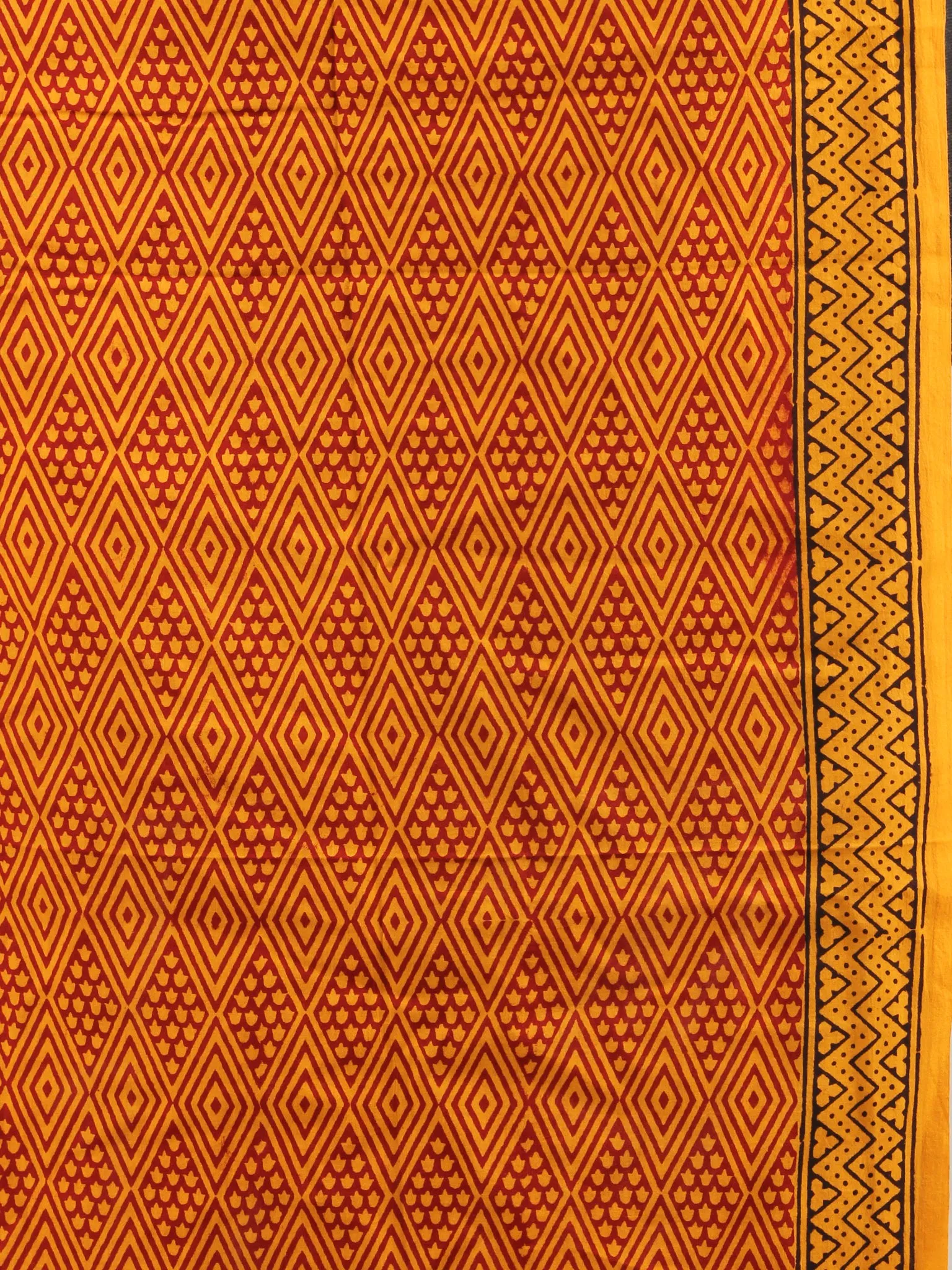 Mustard Red Black Bagh Hand Block Printed Cotton Suit-Salwar Fabric With Cotton Dupatta (Set of 3) - SU01HB414