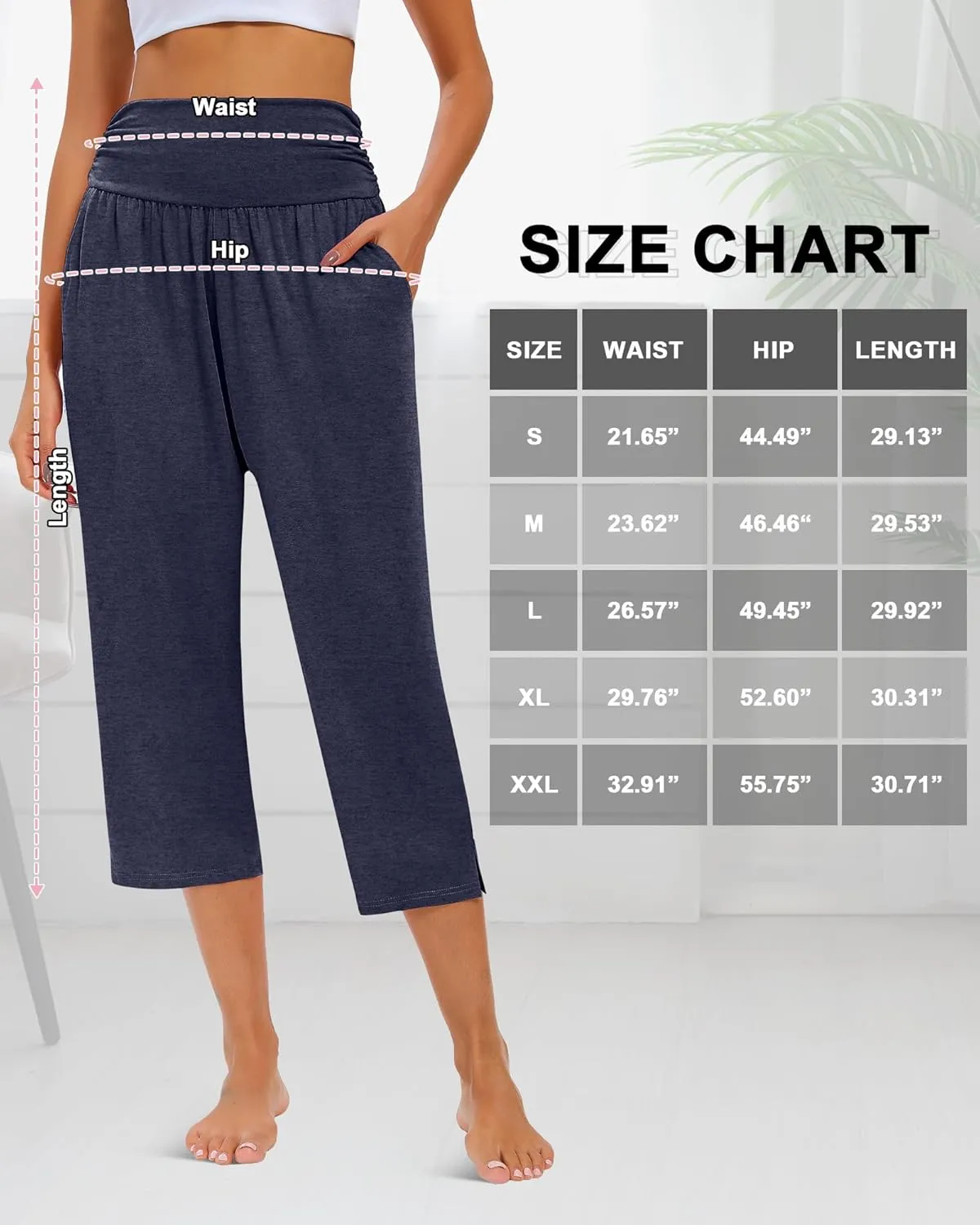 Neer 3 Pack Capri Pants for Women Casual Summer Lounge Yoga Pants Crop High Waist Loose Fit Sweatpants Pajamas with Pockets