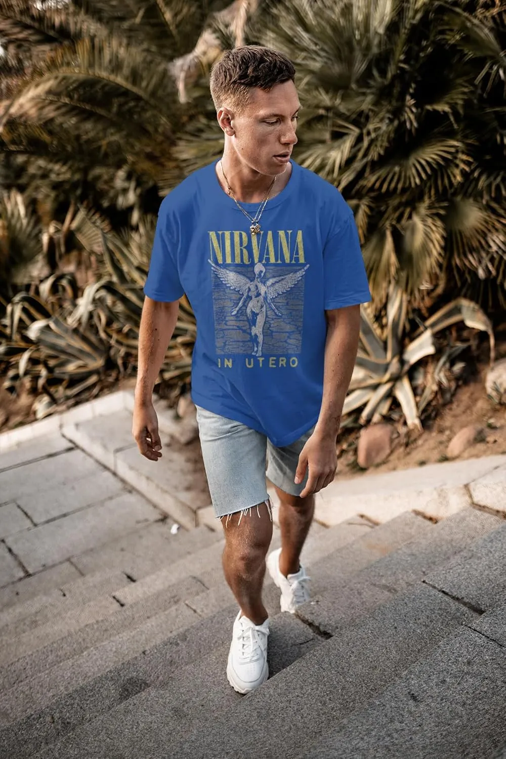 Nirvana T Shirt in Utero Cover Adult Royal Blue Short Sleeve 90s Grunge Music Vintage Style Graphic Tees