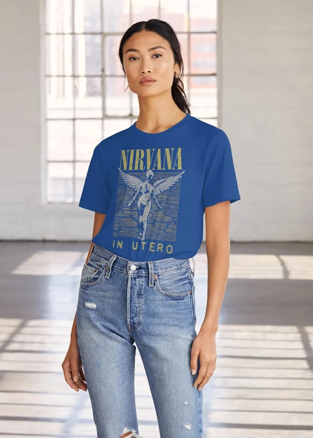 Nirvana T Shirt in Utero Cover Adult Royal Blue Short Sleeve 90s Grunge Music Vintage Style Graphic Tees