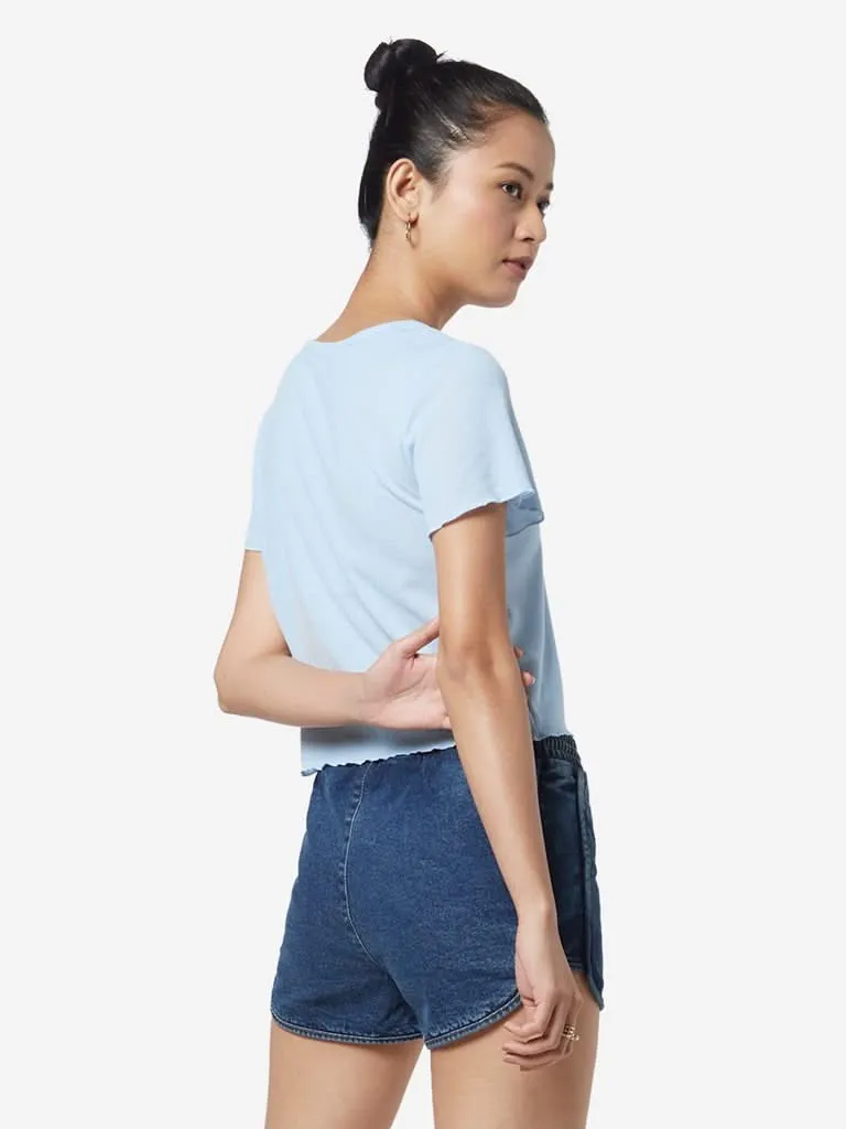 Nuon Light Blue Ribbed Regina T-Shirt