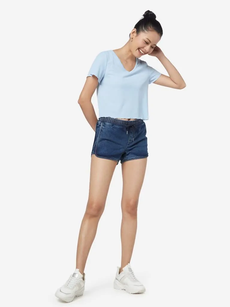 Nuon Light Blue Ribbed Regina T-Shirt