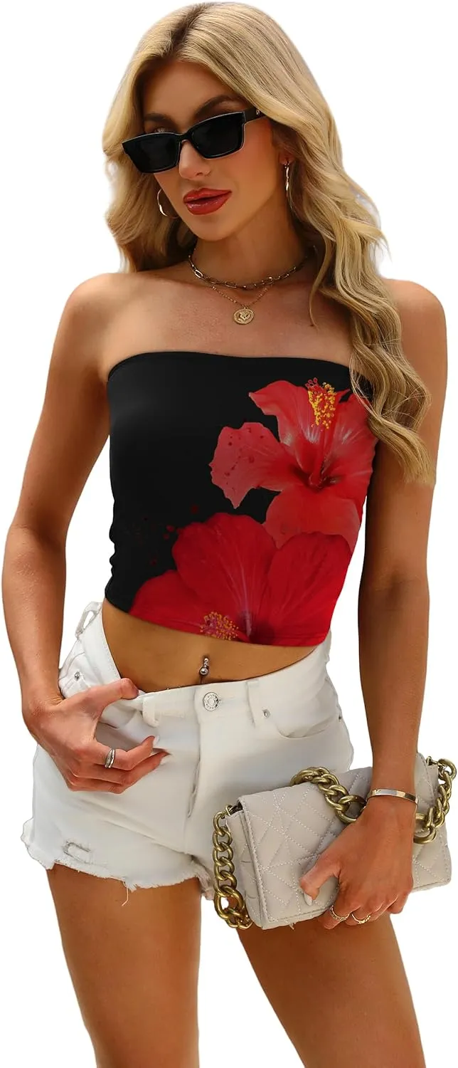 OFEEFAN Tube Tops for Women Floral Printed Summer Beach Vacation Outfits 2025 Ttrendy Fashion