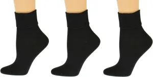 Organic Cotton Cuff Womens Ankle Sock, Breathable, Non-Irritating Seamless Socks for Women Causal Crew for Activewear -3 Pair