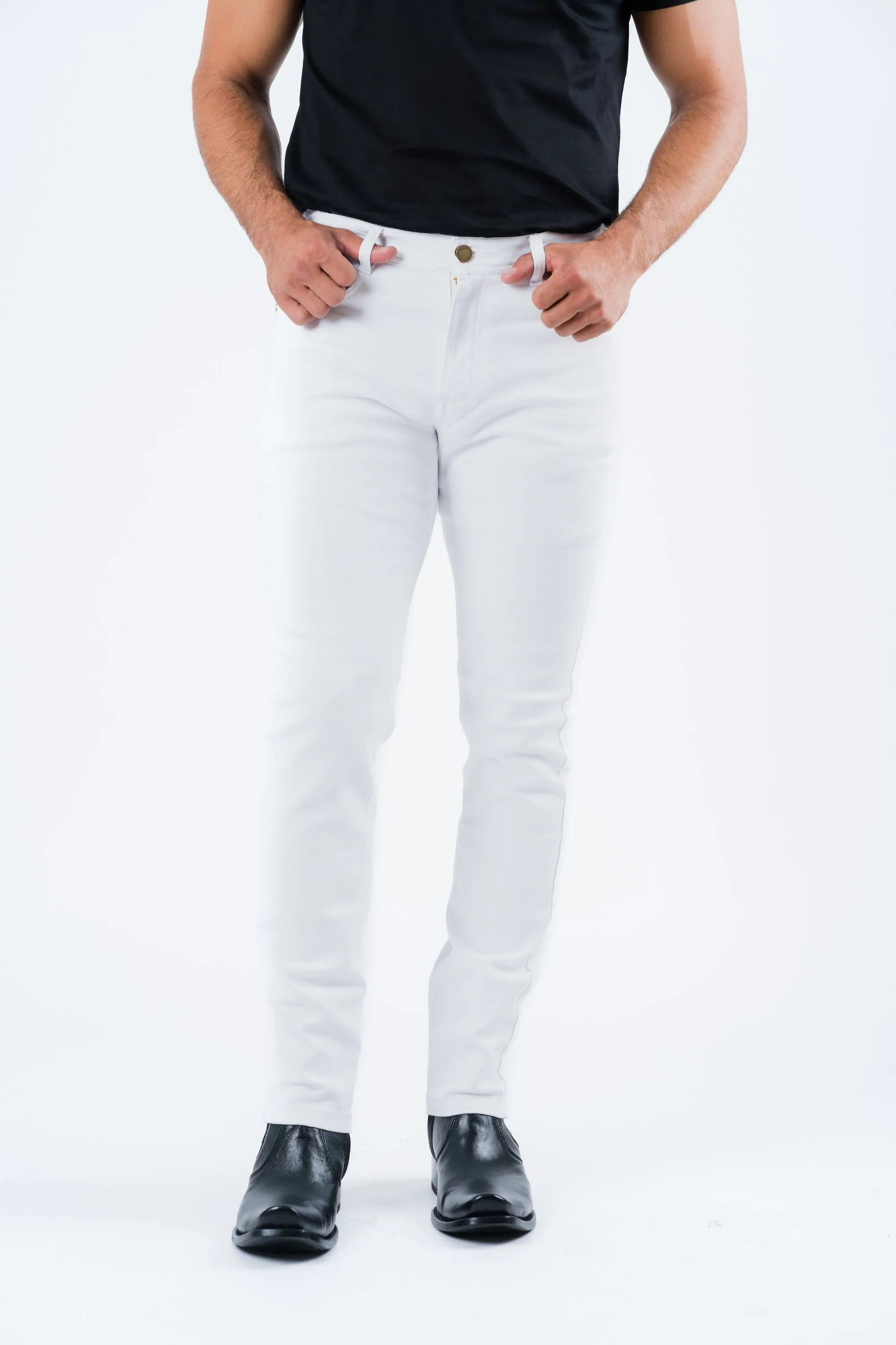 Pax Men's White Slim Stretch Jeans