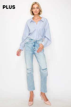 Plus High Rise Straight Jeans