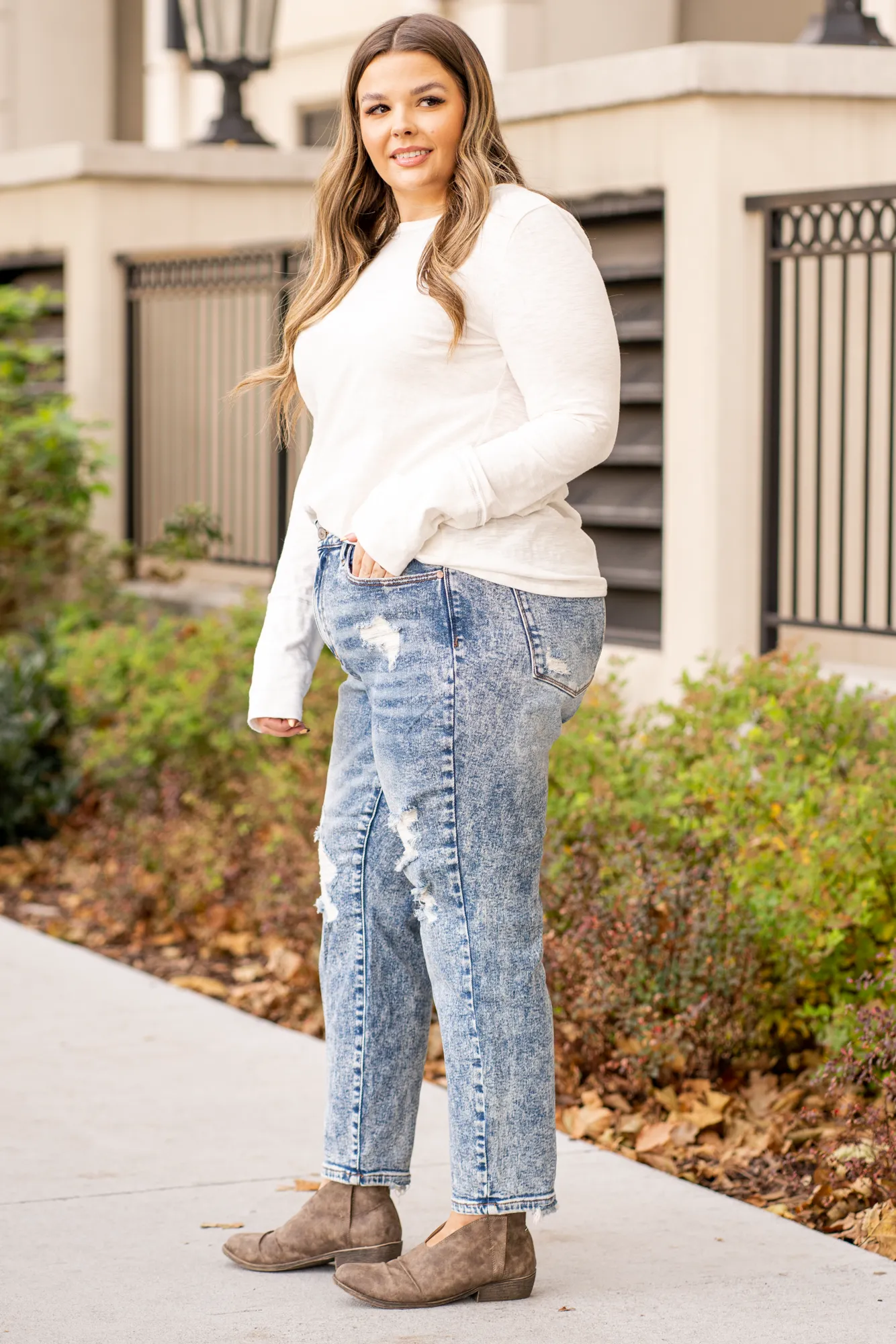 Plus Size Acid High Rise Boyfriend