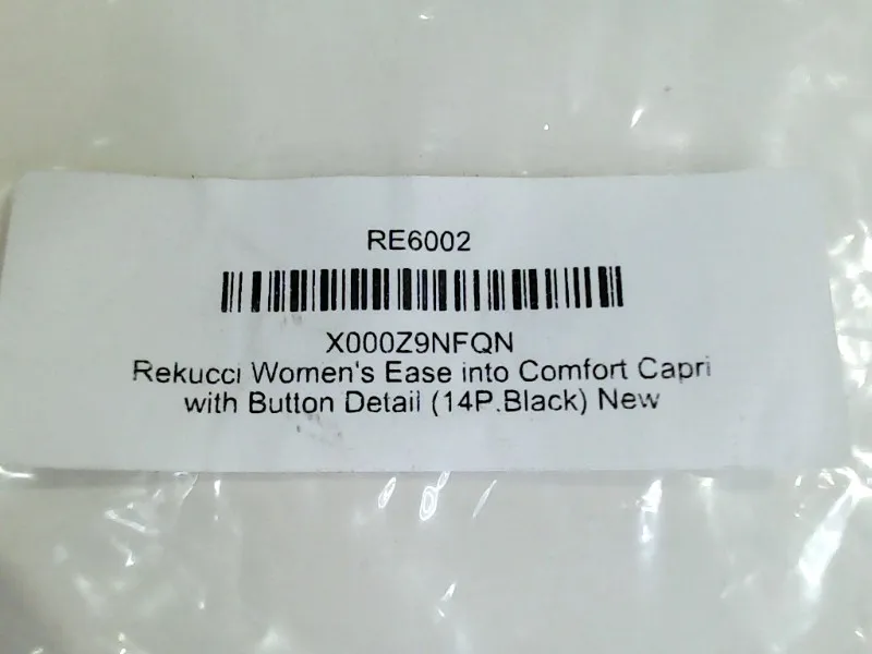 Rekucci Womens Ease Into Confort Capri Relaxed Fit Trouser Jeans Color Black Size 14