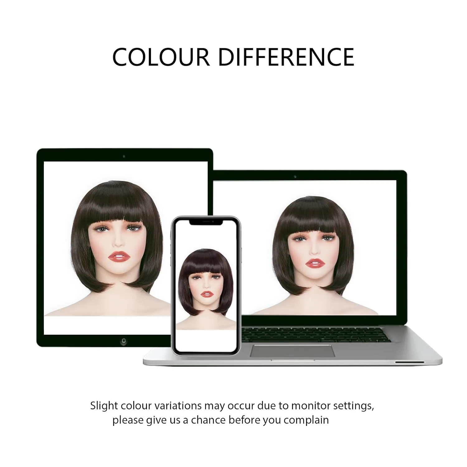 Rose bud Natural Brown Bob Wig with Fringe 12 Inch Short Straight Costume Wigs for Women Cosplay Party Halloween