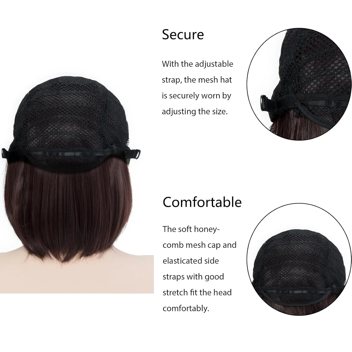 Rose bud Natural Brown Bob Wig with Fringe 12 Inch Short Straight Costume Wigs for Women Cosplay Party Halloween
