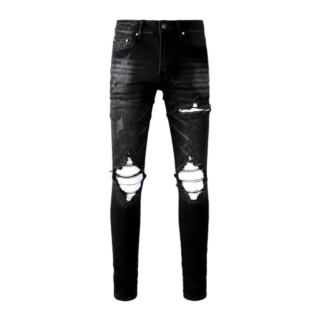 Skinny fit distressed vintage men's jeans