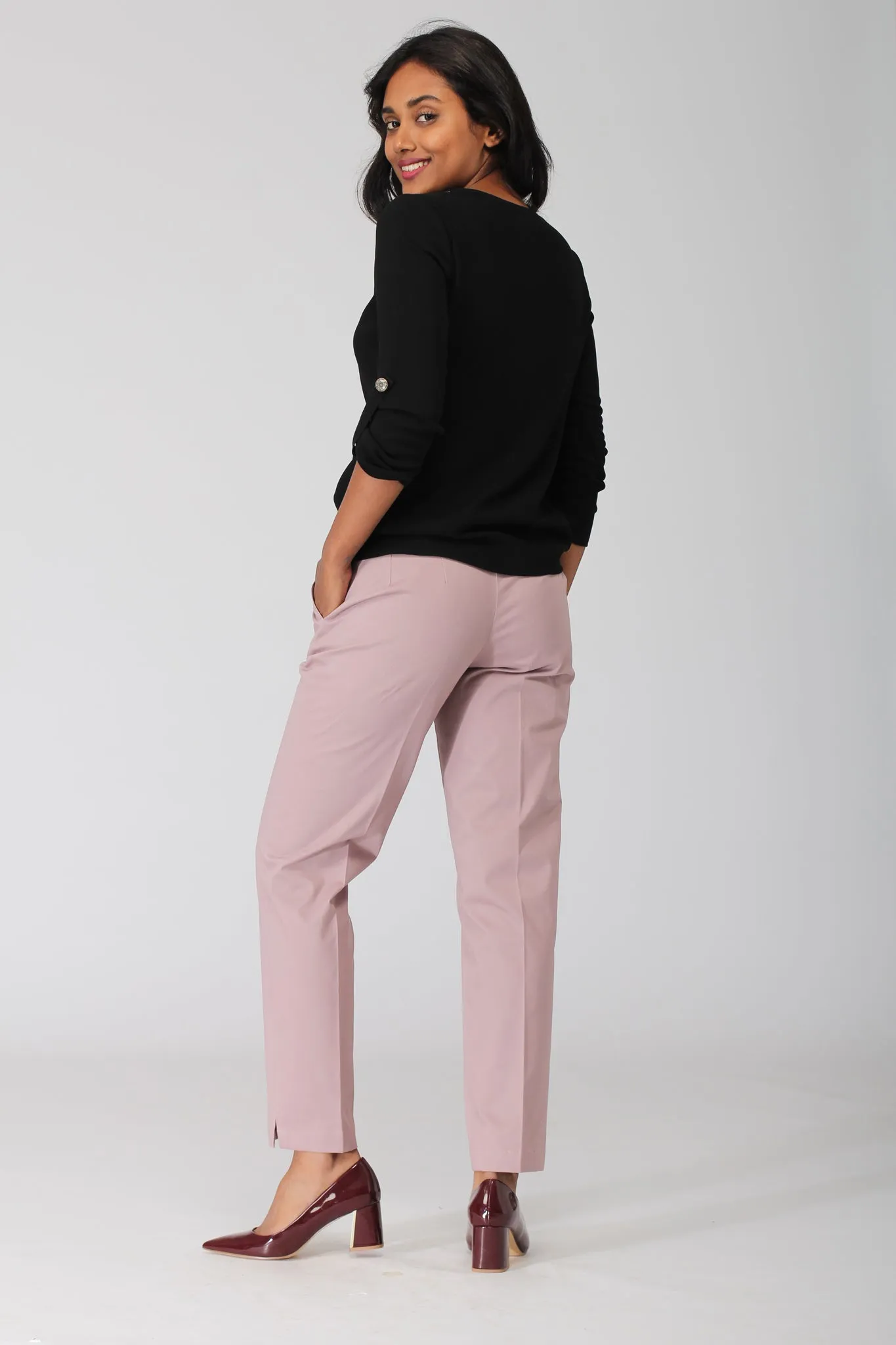 Smoky Pink Cotton Stretch Pants